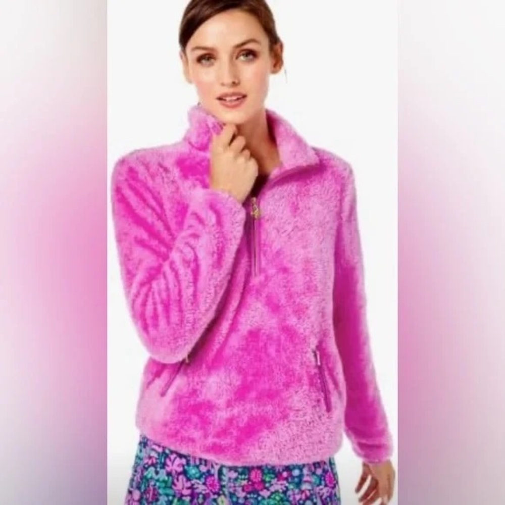 Lilly Pulitzer Skipper Sherpa Pullover Pink Small
